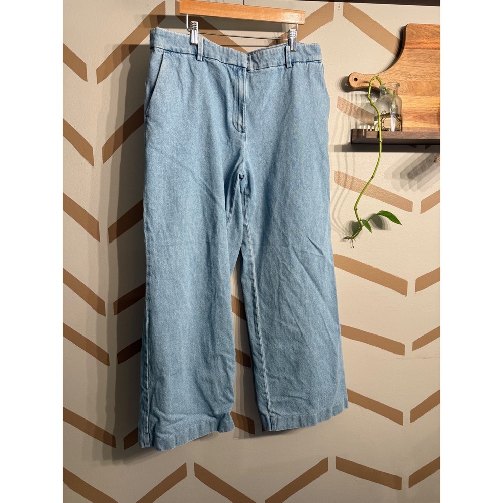 Loft Wide Leg Jeans Womens 12/31 Light Blue‎ High Rise Trouser Denim Pants